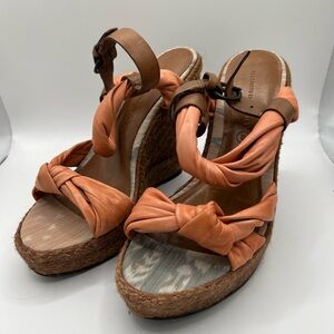 All Saints Allsaints spitalfields salmon Sola jute wedge espadrilles size 39/8.5